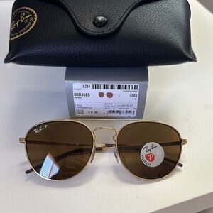 Polarized Ray-Ban Gold Frame Sunglasses with Brown Lenses
